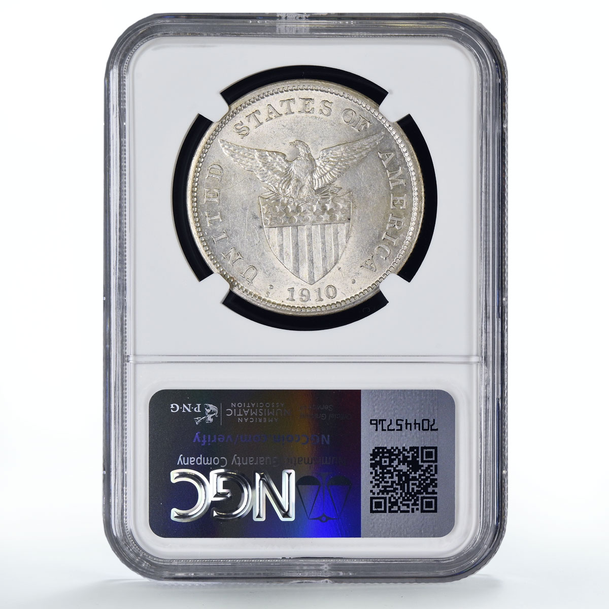 Philippines US 1 peso Republic Coinage Walking Liberty AU58 NGC silver coin 1910