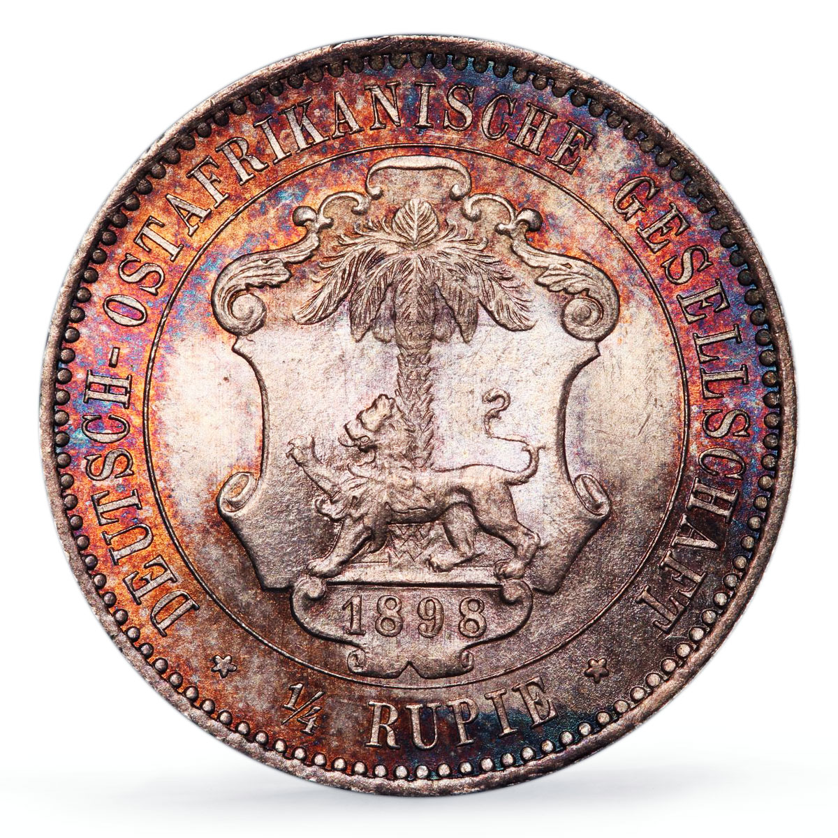 Germany East Africa 1/4 rupees King Wilhelm William I MS64 PCGS silver coin 1898