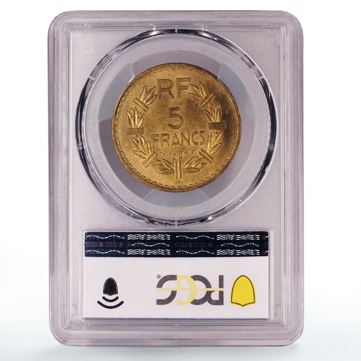 France 5 francs Republic Coinage Laureate Head MS64 PCGS AlBronze coin 1946