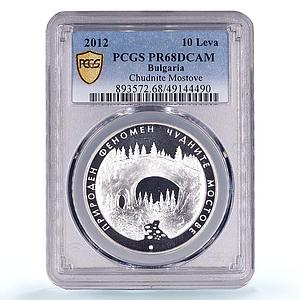 Bulgaria 10 leva Phenomenons Chudnite Mostove Bridge PR68 PCGS silver coin 2012