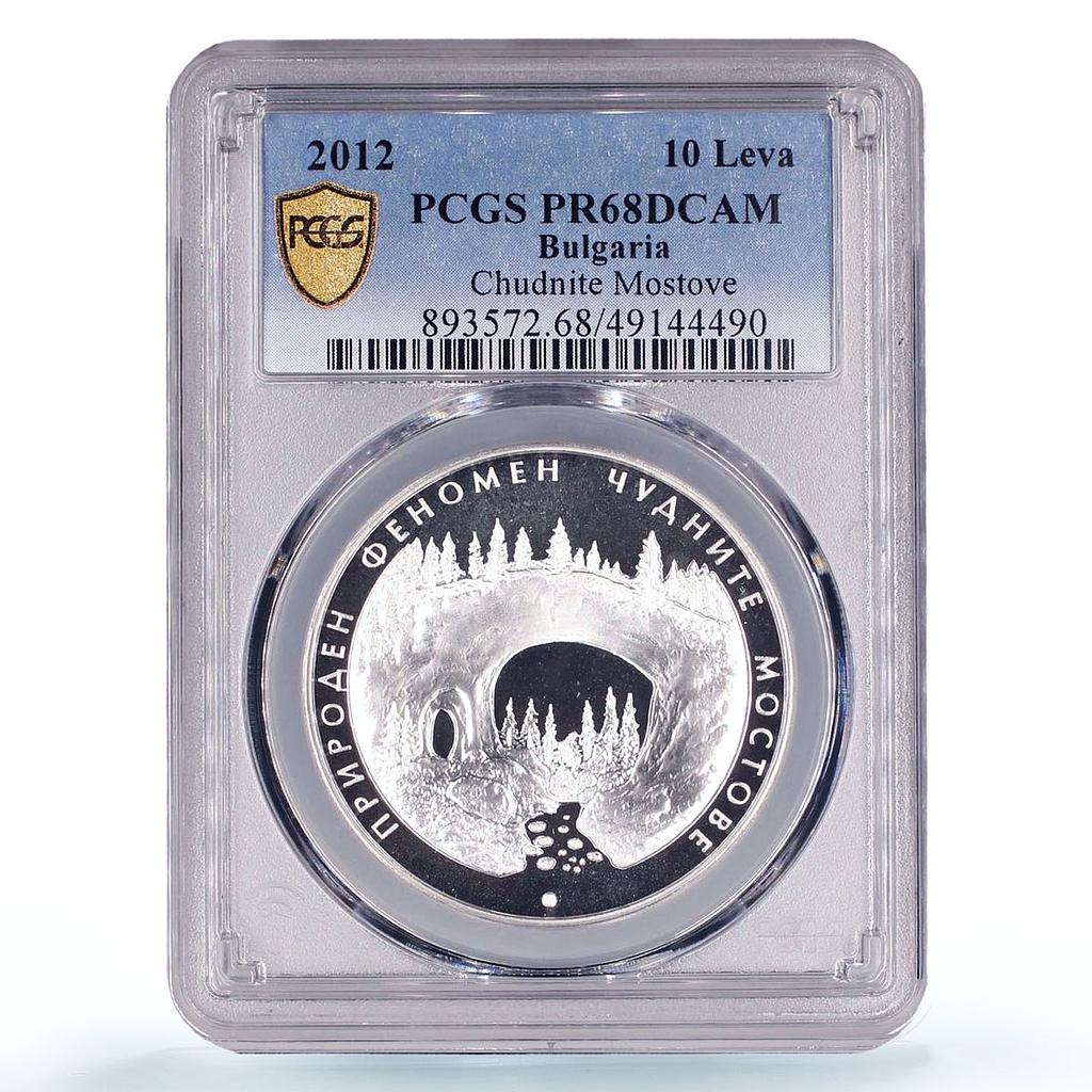 Bulgaria 10 leva Phenomenons Chudnite Mostove Bridge PR68 PCGS silver coin 2012