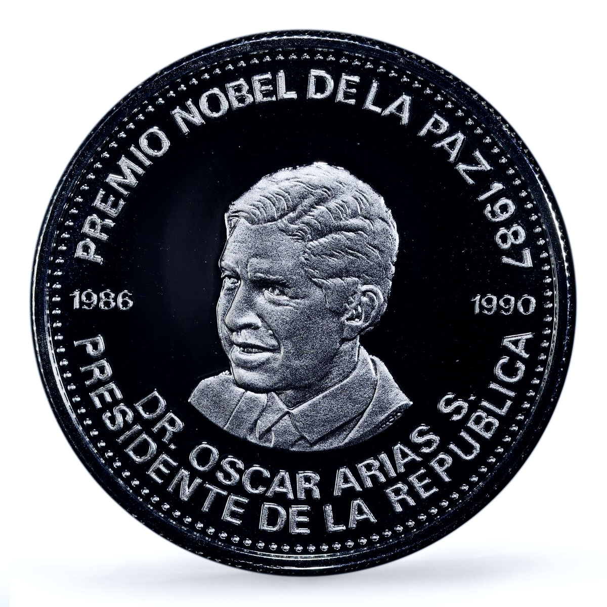 Costa Rica 1000 colones President Arias Nobel Prize PR70 PCGS silver coin 1987