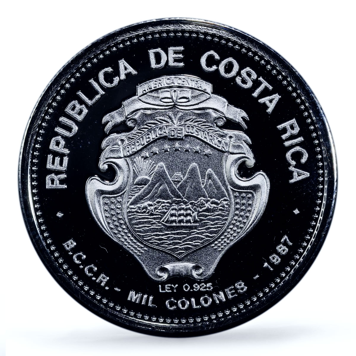Costa Rica 1000 colones President Arias Nobel Prize PR70 PCGS silver coin 1987
