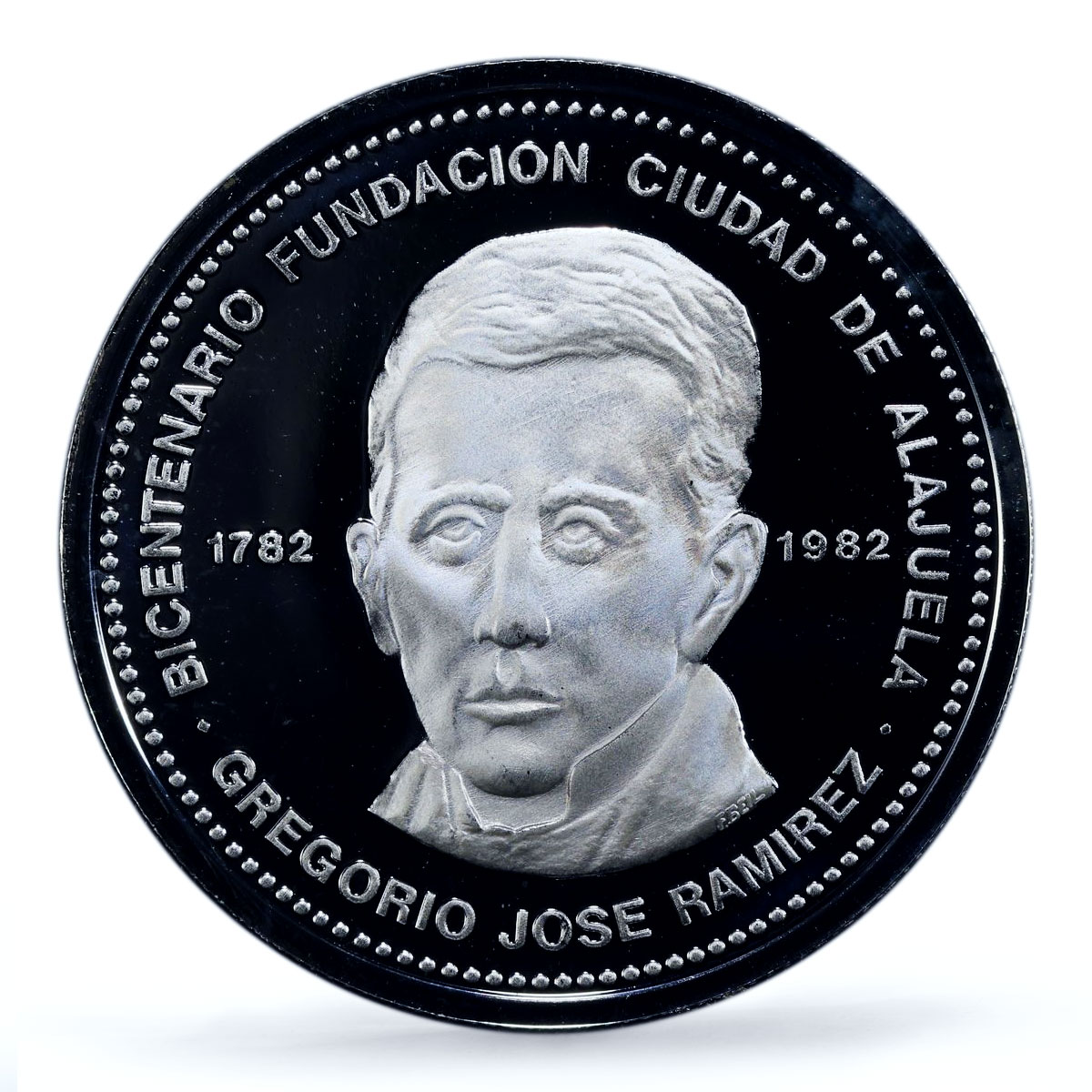 Costa Rica 300 colones Alajuela Founding Jose Ramirez PR70 PCGS silver coin 1981