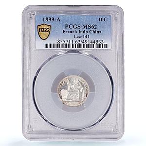 France French Indochina 10 cents Seated Liberty KM-9 MS62 PCGS silver coin 1899