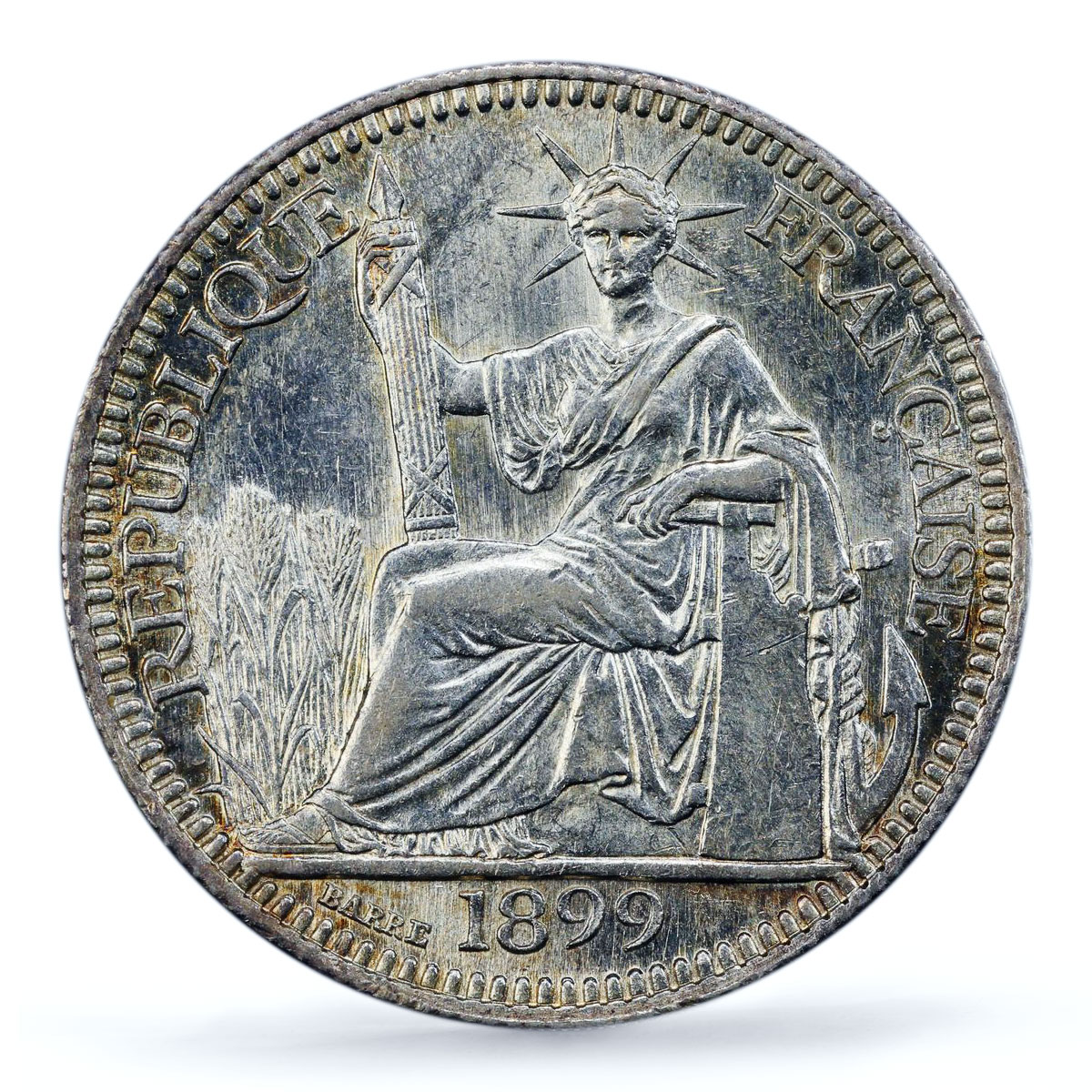 France French Indochina 10 cents Seated Liberty KM-9 MS62 PCGS silver coin 1899