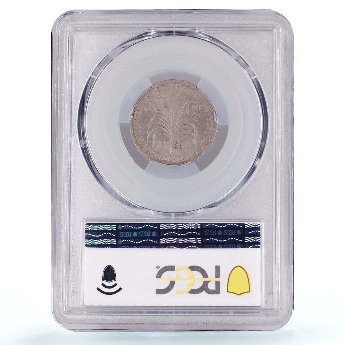 France Guadeloupe 50 centimes Colonial Coinage Arawak Man MS63 PCGS Ni coin 1921