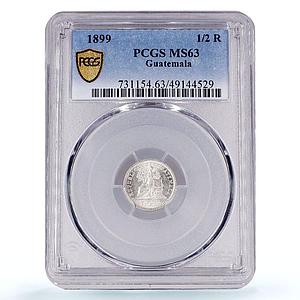 Guatemala 1/2 real Republic Coinage Liberty Libertad MS63 PCGS silver coin 1899