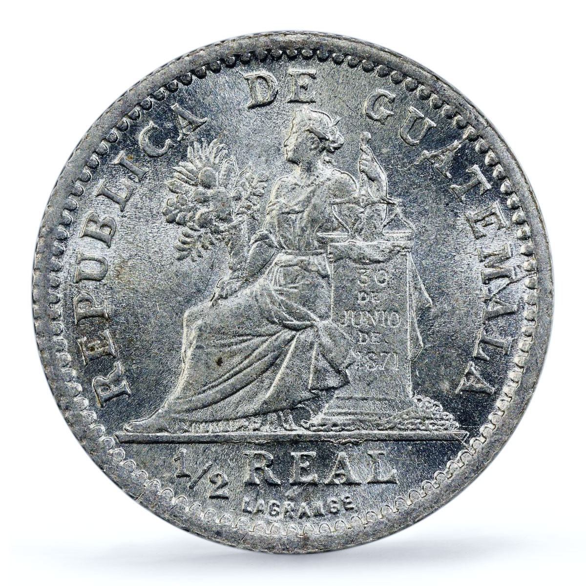 Guatemala 1/2 real Republic Coinage Liberty Libertad MS63 PCGS silver coin 1899