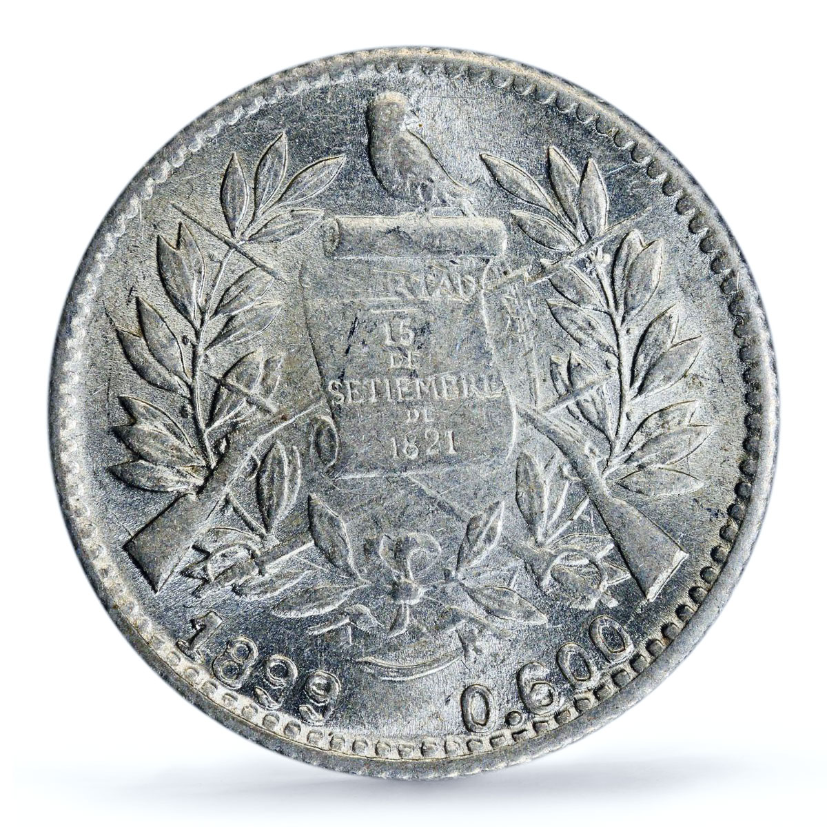 Guatemala 1/2 real Republic Coinage Liberty Libertad MS63 PCGS silver coin 1899