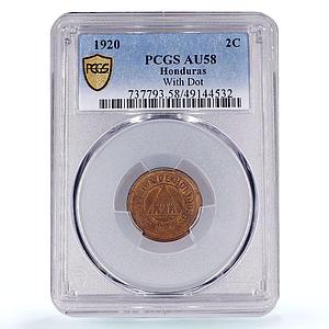 Honduras 2 centavos Republic Coinage With Dot KM-71 PCGS bronze coin 1920