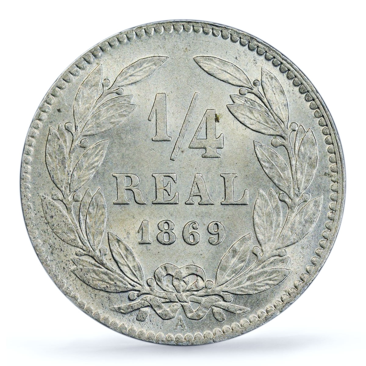 Honduras 1/4 real Republic Coinage Anchor Bee KM-31 MS65 PCGS NiBrass coin 1869