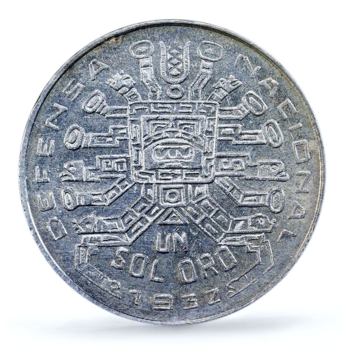 Peru 1 sol Republic Coinage National Defence Indian MS64 PCGS silver coin 1932