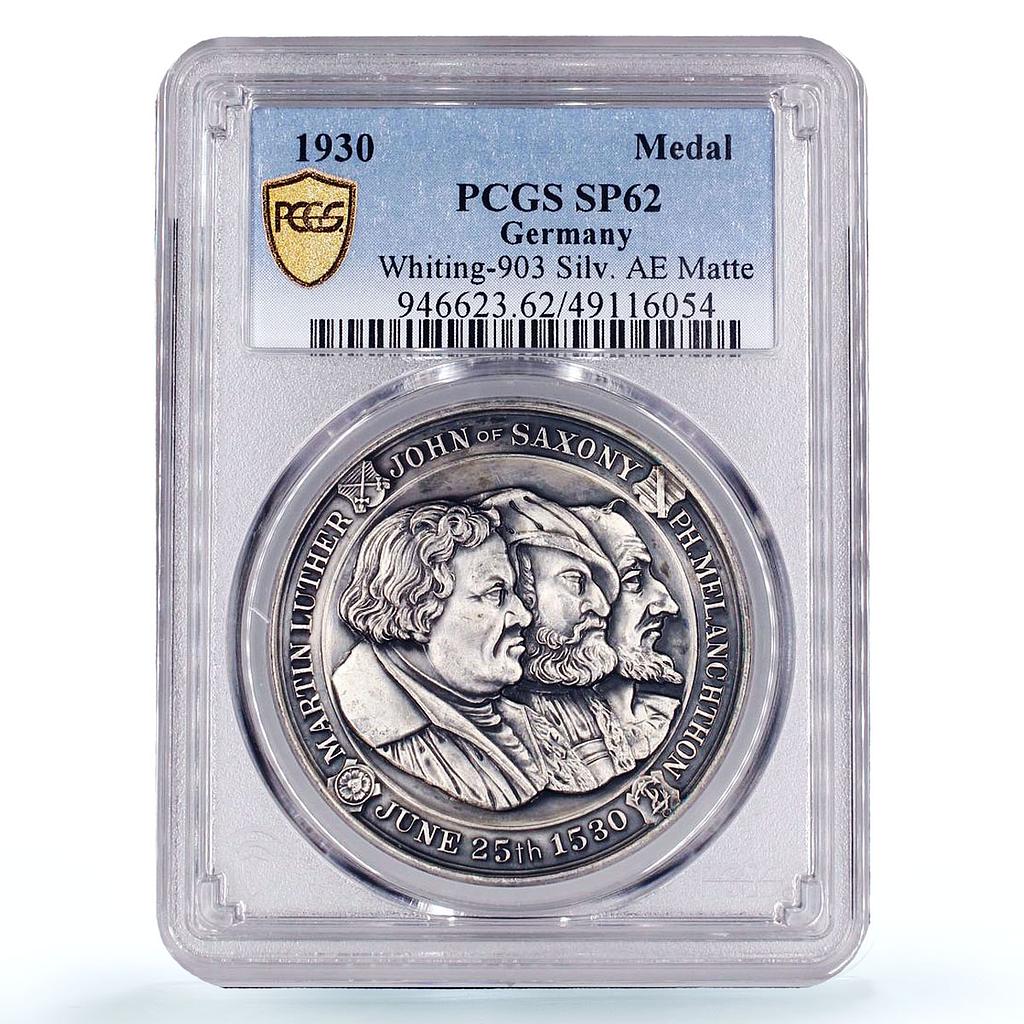Germany Augsburg Confession Melanchton Luther Matte SP62 PCGS silver medal 1930