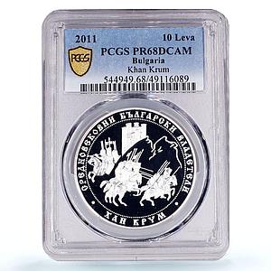 Bulgaria 10 leva Medieval Rulers Khan Krum Horsemans PR68 PCGS silver coin 2011