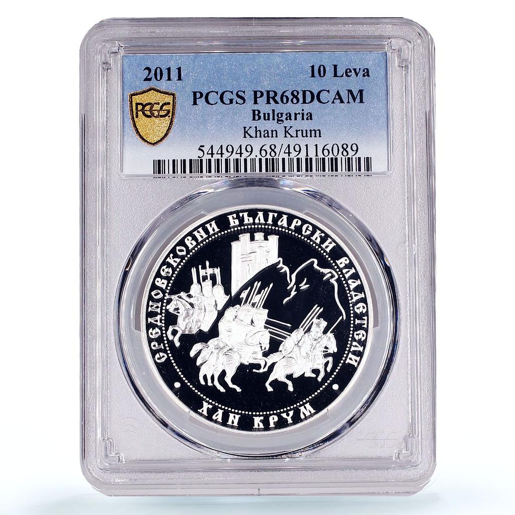 Bulgaria 10 leva Medieval Rulers Khan Krum Horsemans PR68 PCGS silver coin 2011