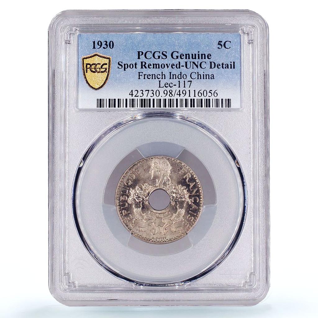 France French Indochina 5 cents Republic Coinage KM-18 UNC PCGS CuNi coin 1930