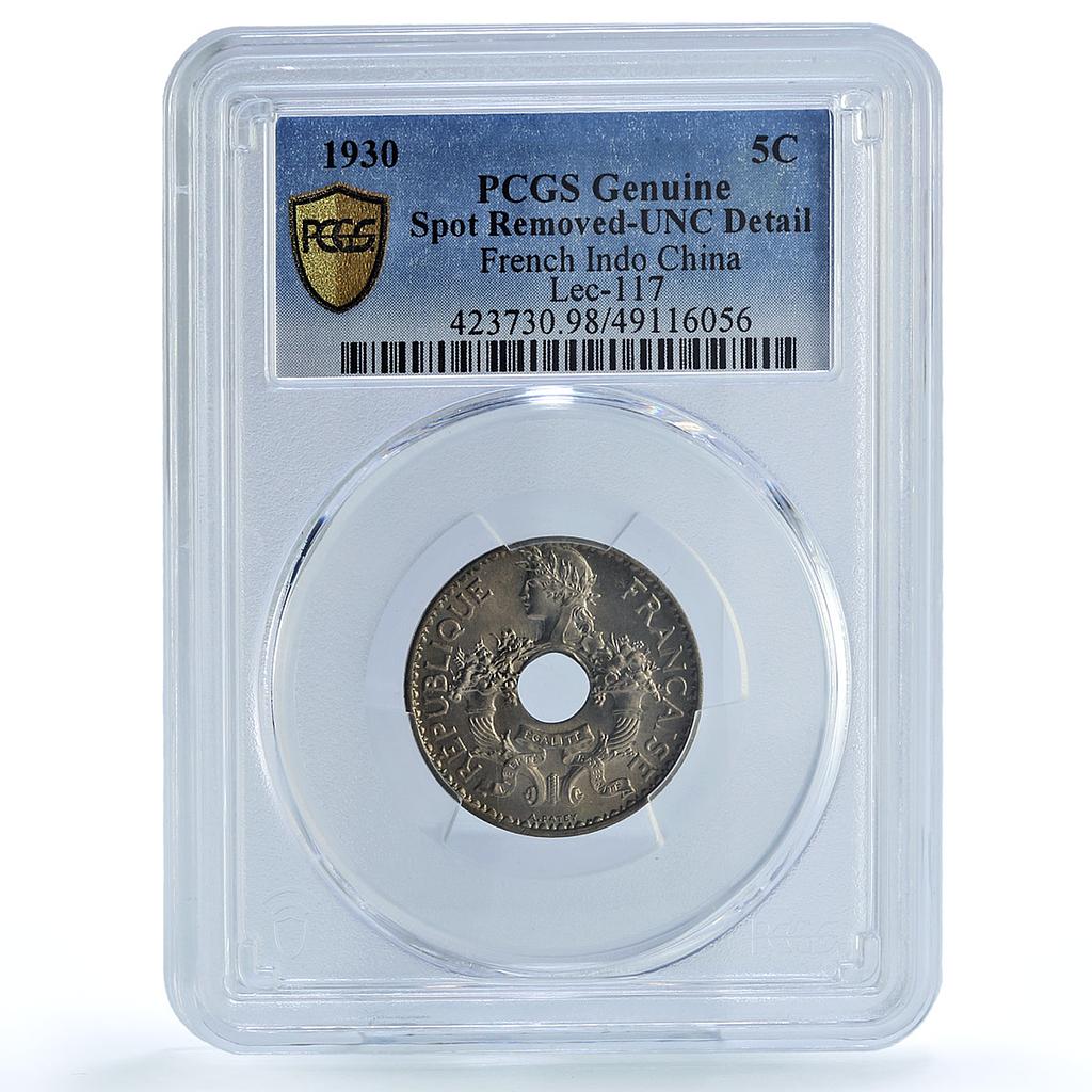 France French Indochina 5 cents Republic Coinage KM-18 UNC PCGS CuNi coin 1930 France French Indochina 5 cents Republic Coinage KM-18 UNC PCGS CuNi coin 1930
