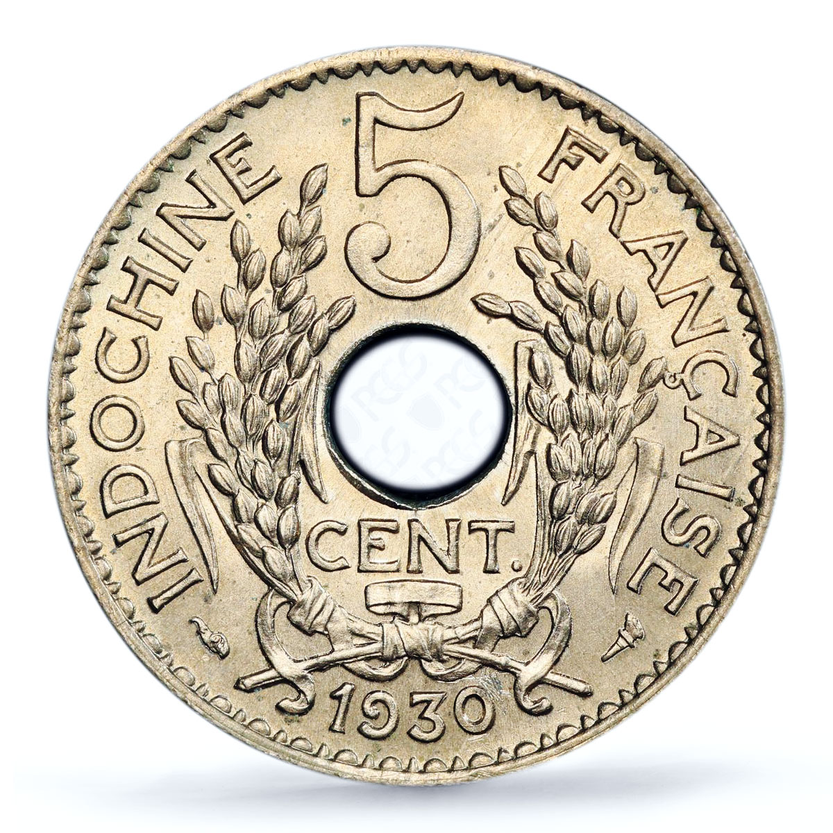 France French Indochina 5 cents Republic Coinage KM-18 UNC PCGS CuNi coin 1930