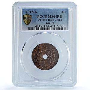 France French Indochina 1 cent Republic Coinage KM-12 MS64 PCGS bronze coin 1912