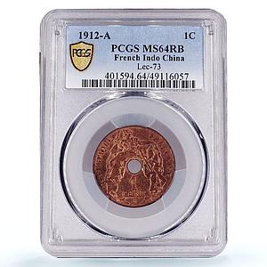 France French Indochina 1 cent Republic Coinage KM-12 MS64 PCGS bronze coin 1912