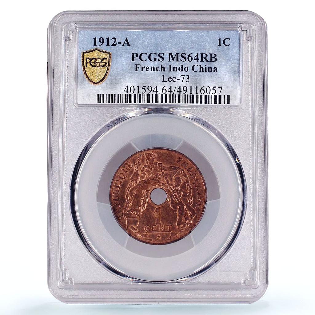 France French Indochina 1 cent Republic Coinage KM-12 MS64 PCGS bronze coin 1912