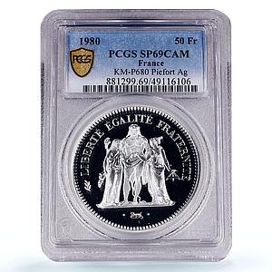 France 50 francs Freedom Equality Fraternity Piefort SP69 PCGS silver coin 1980
