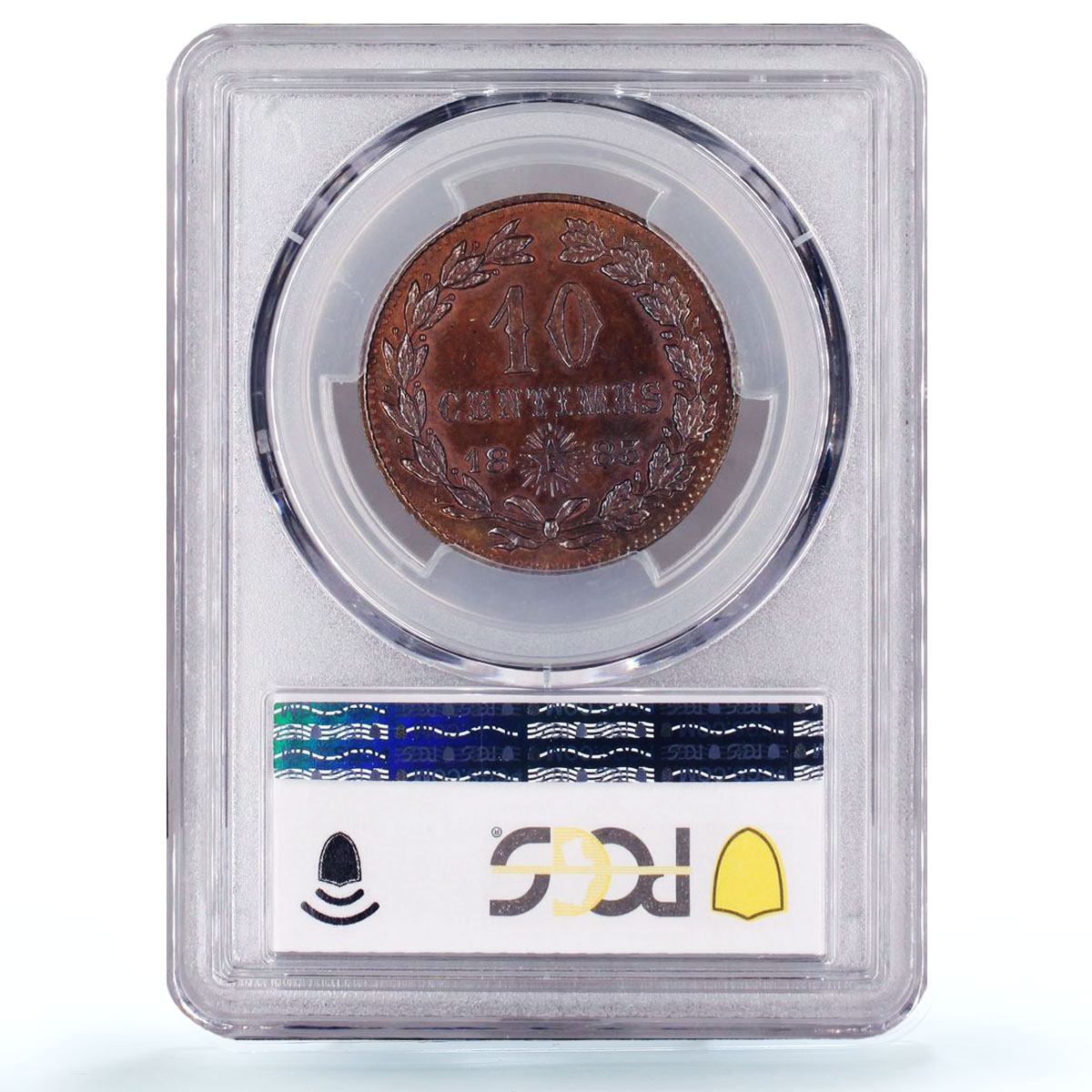 Madagaskar 10 centimes Ranavalona III ESSAI TRIAL SP63 PCGS bronze coin 1883