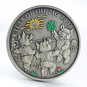 Niue 1 $ Year of the Pig Three Little Pigs Fairytale Literature silver coin 2006