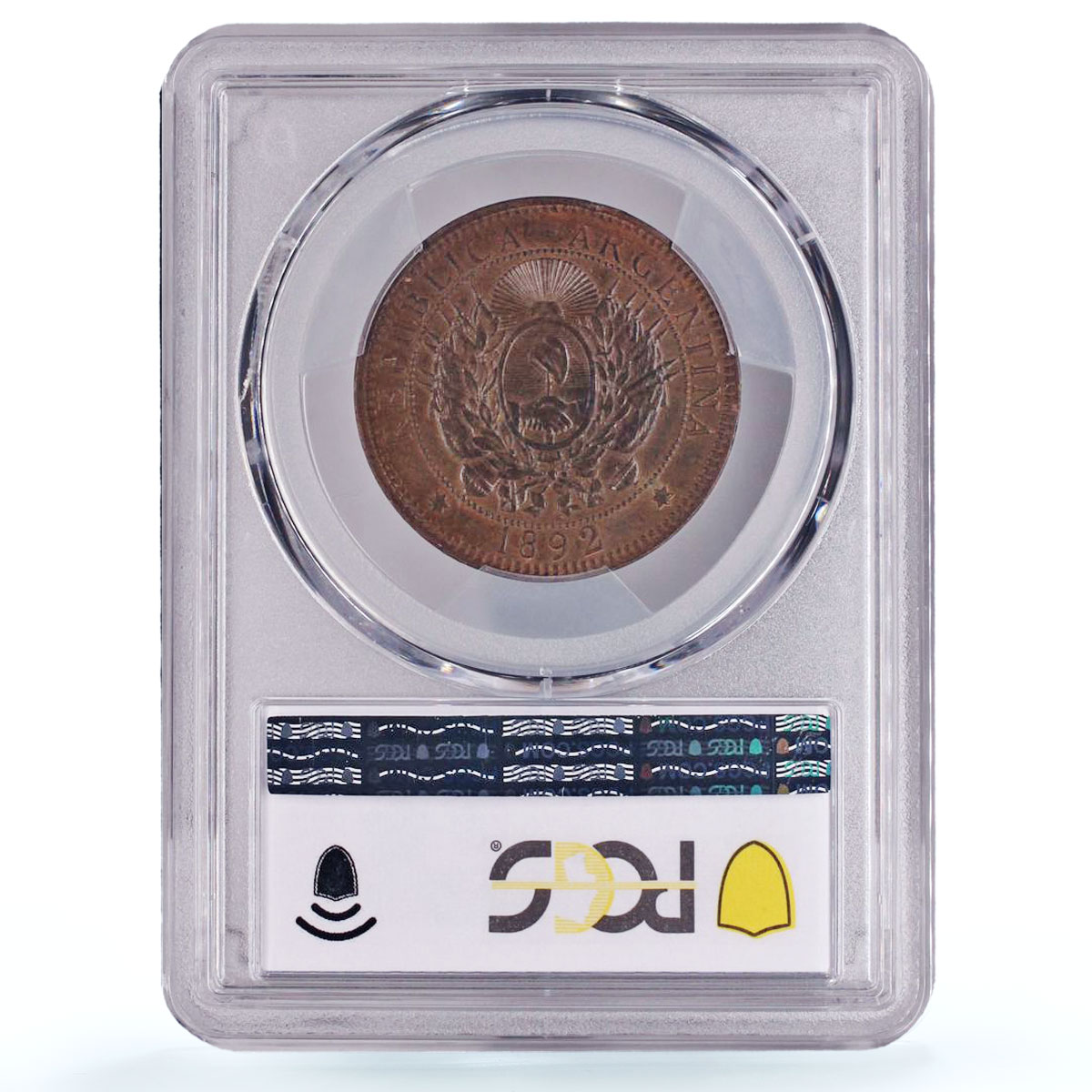 Argentina 2 centavos Republic Coinage Libertad KM-33 MS62 PCGS bronze coin 1892