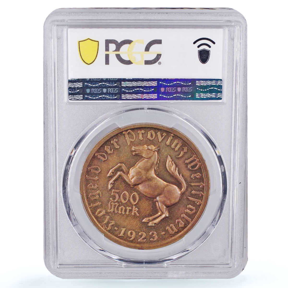 Germany Westphalia 500 mark Annette Hulshoff Horse MS64 PCGS brass coin 1923