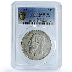 Belgium 5 francs King Leopold II Coinage KM-24 UNC PCGS silver coin 1872