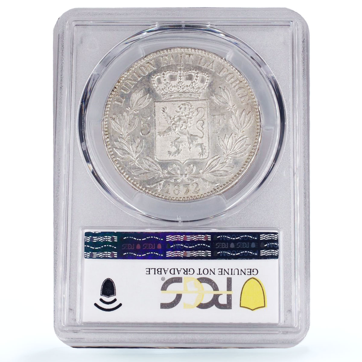 Belgium 5 francs King Leopold II Coinage KM-24 UNC PCGS silver coin 1872