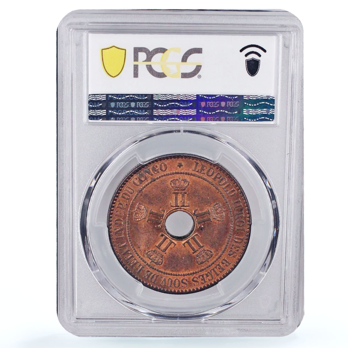 Belgium Congo Free State 10 centimes Leopold II Star MS63 PCGS copper coin 1894