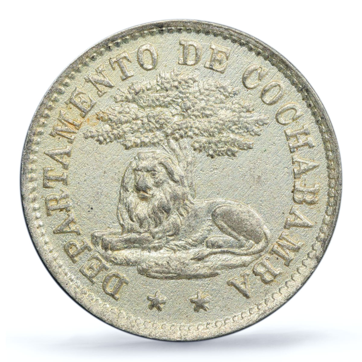 Bolivia 5 centavos Cochabamba Coinage Lion under Tree MS62 PCGS CuNi coin 1876
