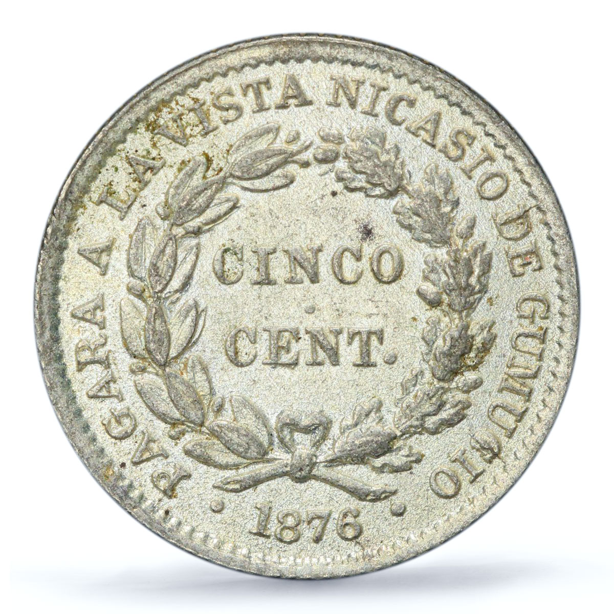 Bolivia 5 centavos Cochabamba Coinage Lion under Tree MS62 PCGS CuNi coin 1876