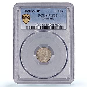 Denmark 10 ore King Christian IX Coinage KM-795 MS63 PCGS billon coin 1899
