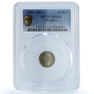Denmark 10 ore King Christian IX Coinage KM-795 MS63 PCGS billon coin 1899
