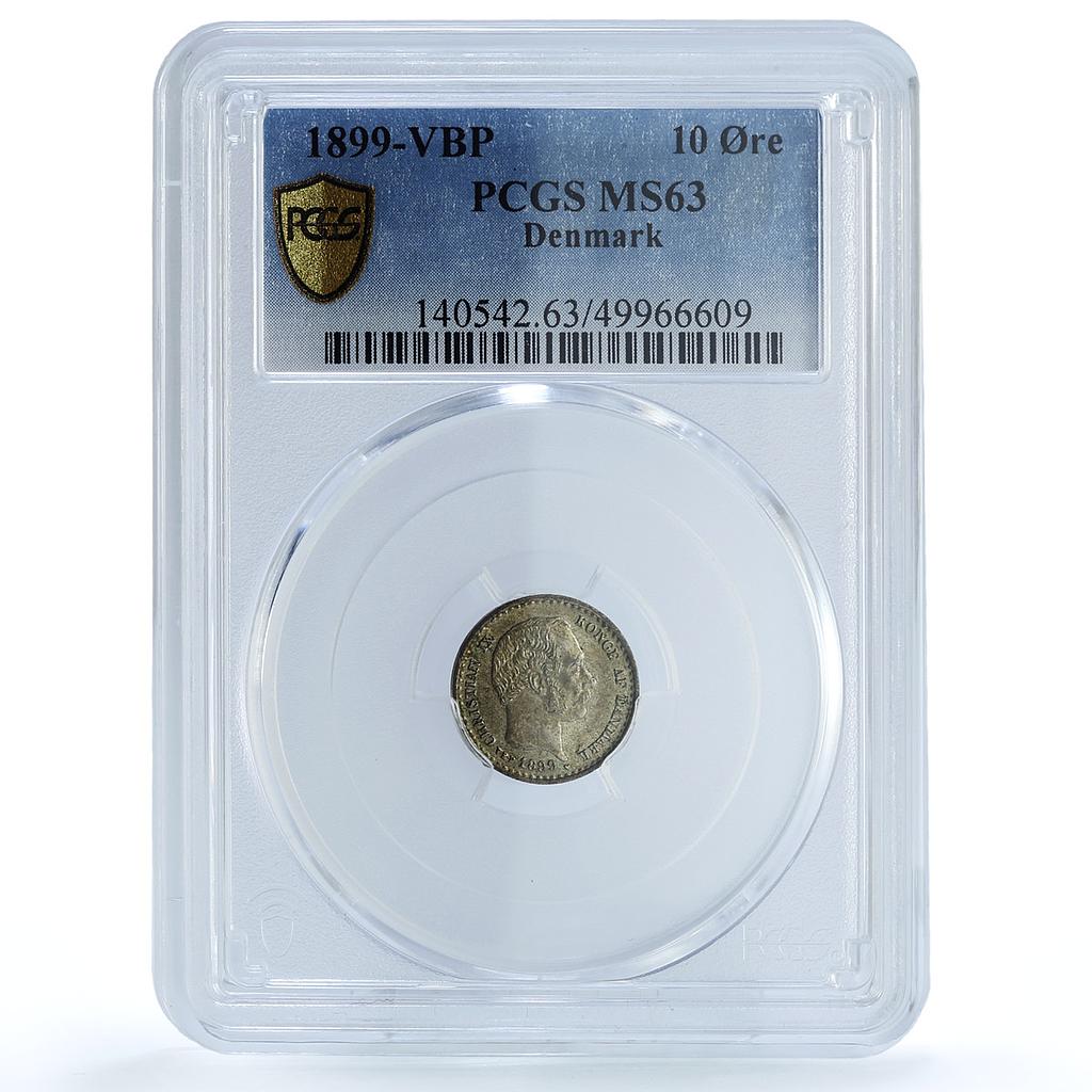 Denmark 10 ore King Christian IX Coinage KM-795 MS63 PCGS billon coin 1899 Denmark 10 ore King Christian IX Coinage KM-795 MS63 PCGS billon coin 1899
