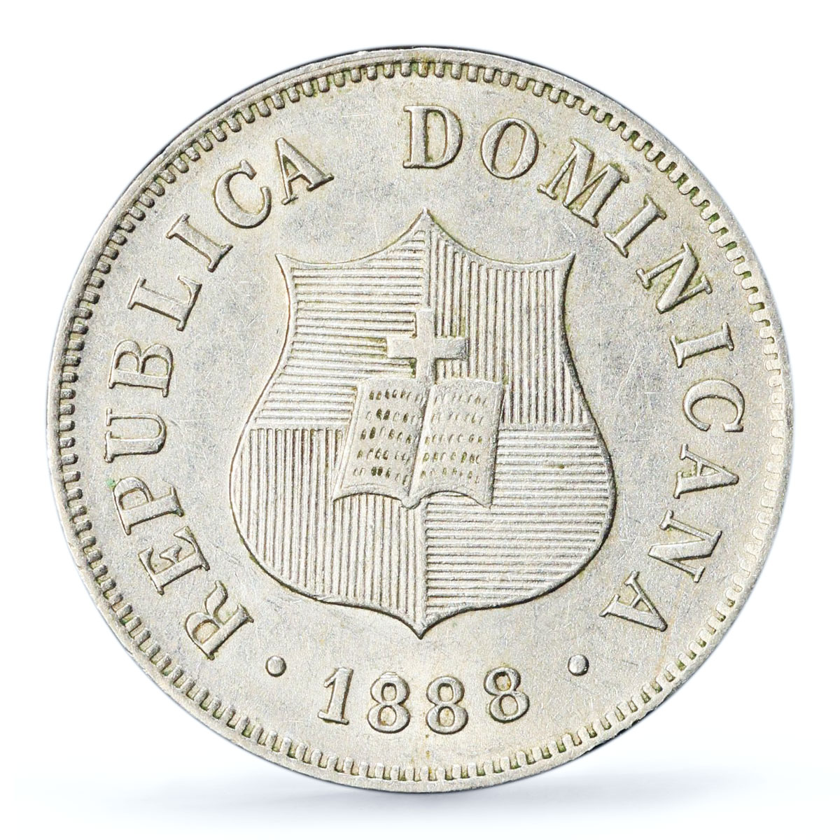 Dominican Republic 2 1/2 centavos Small Date Mark A KM-7 AU58 PCGS coin 1888
