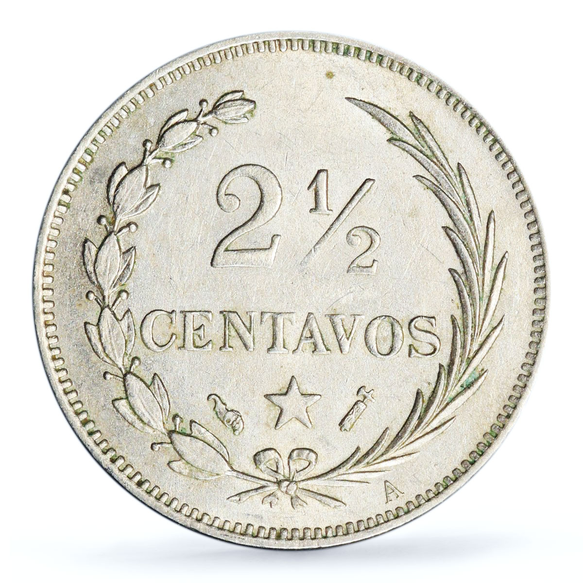 Dominican Republic 2 1/2 centavos Small Date Mark A KM-7 AU58 PCGS coin 1888