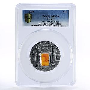 Palau 10 dollars The Amber Chamber MS70 PCGS silver coin 2009