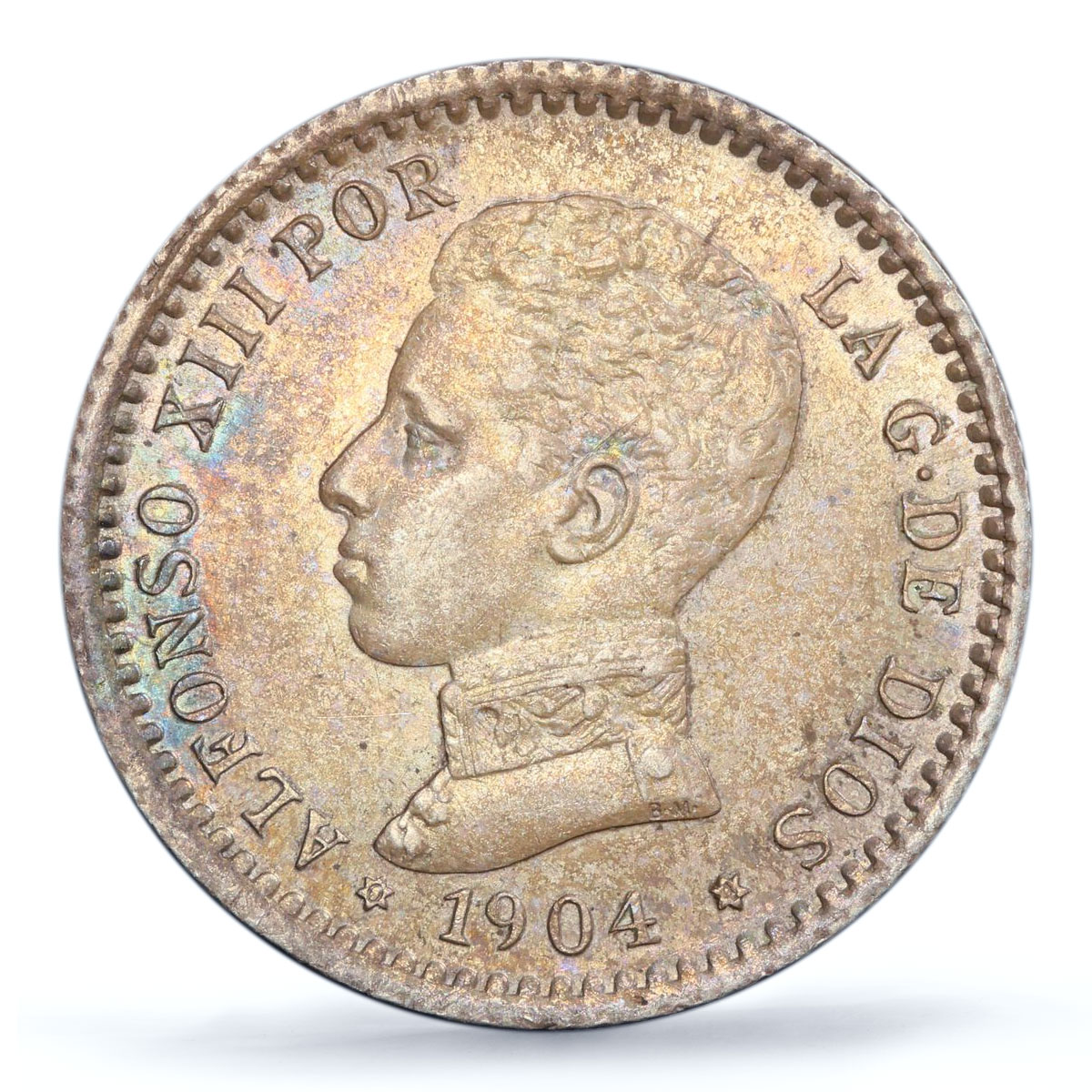 Spain 50 centimos King Alfonso XIII Coinage Mark SMV MS62 PCGS silver coin 1904