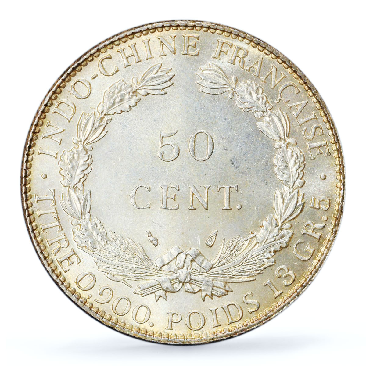 France French Indochina 50 cents Seated Marianne MS65 PCGS silver coin 1936