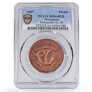 Philippines Christianity Conversion Saint Augustine MS64 PCGS bronze medal 1887