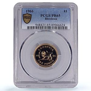 Great Britain Rhodesia 1 pound Queen Elizabeth KM-6 PR65 PCGS gold coin 1966