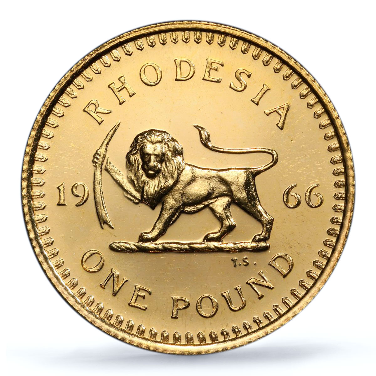 Great Britain Rhodesia 1 pound Queen Elizabeth KM-6 PR65 PCGS gold coin 1966