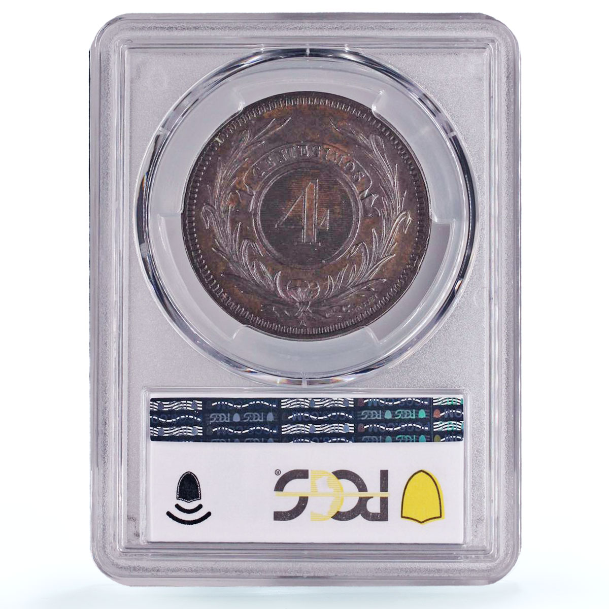 Uruguay 4 centesimos Oriental Republic Coinage Sun MS62 PCGS bronze coin 1869
