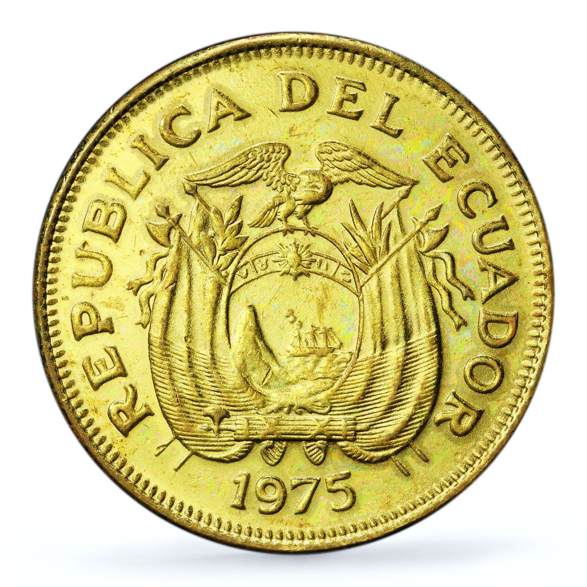 Ecuador 1 sucre Republic Coinage PATTERN TRIAL KM-Pn15 SP63 PCGS brass coin 1975