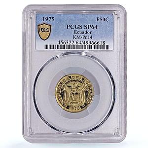 Ecuador 50 centavos Republic Coinage PATTERN TRIAL KM-Pn14 SP64 PCGS coin 1975